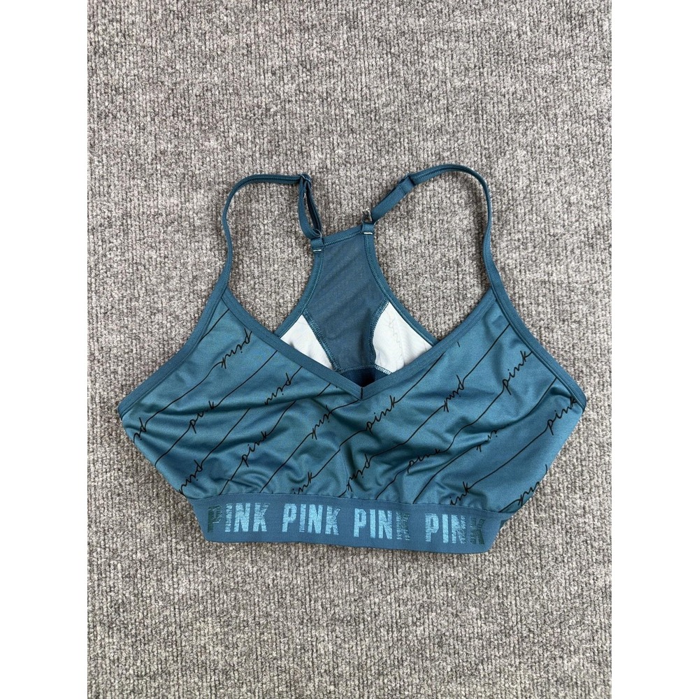 PINK ACTIVE Sports Bra Womens XL Blue Striped Racerback Removable Pads Stretch